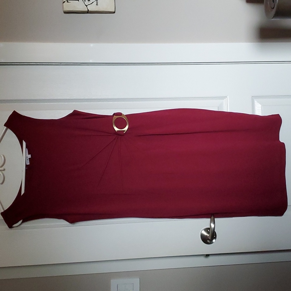 CLEO 3/4 length sleeveless dress large buckle and ruching to the side fully line